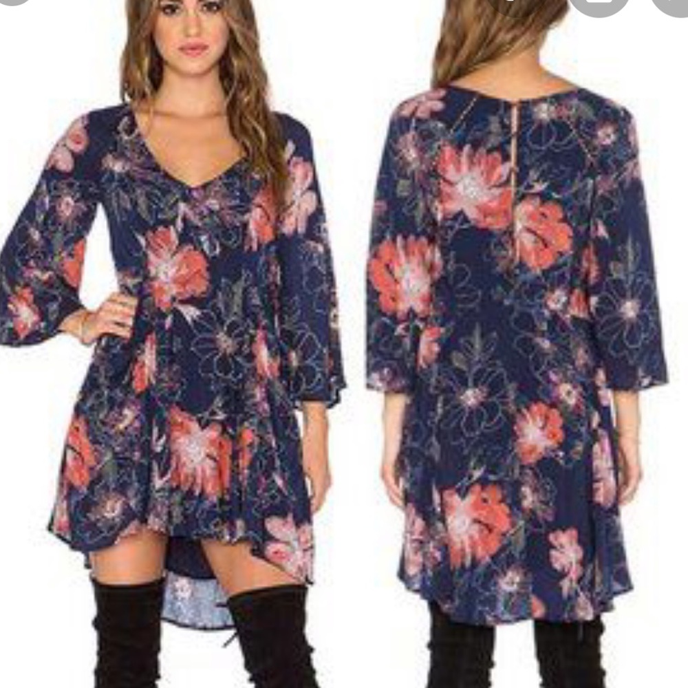 Free People Eyes on you tunic dress boho floral - Picture 2 of 4